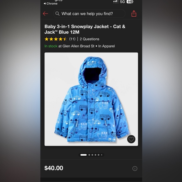 Baby 3-in-1 Snowplay Jacket - Cat & Jack™ Blue 12M - Picture 1 of 5